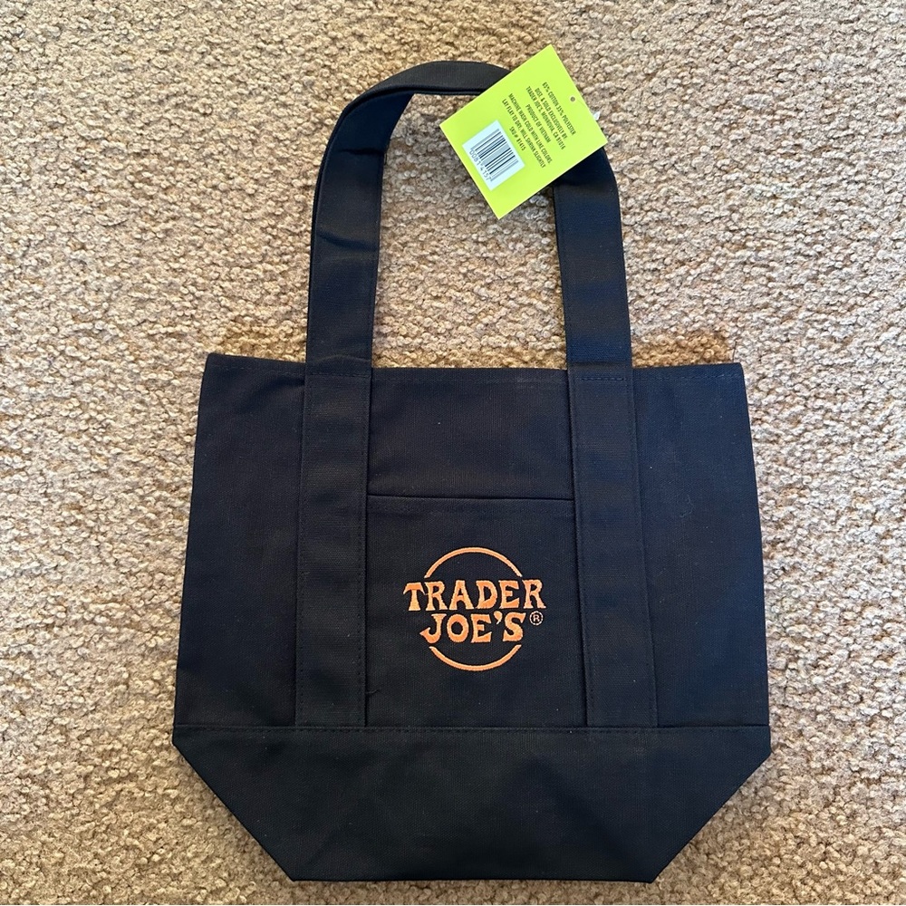 Trader Joe's limited edition Halloween Black Canvas mini Tote Bag